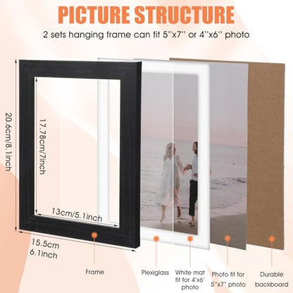 2 Set 5 x 7 Rustic Picture Frames Multiple, 8 Opening Hanging Photo Frames for Friend Family Wedding Pictures, Farmhouse Decor, Wedding Housewarming Christmas Gifts