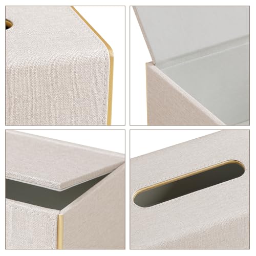 Linen Tissue Box Cover Rectangle with Magnetic Closure, Extra Large | 4 Different Sizes, PU Leather Tissue Box Cover, Decorative Rectangular Tissue Holder for Bathroom Nightstand Car Office - size: Extra Large – Fits Tissue Boxes Up to 4.7" Tall