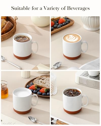 MALACASA 12oz Ceramic Coffee Mugs Set of 4, Stackable Coffee Cups with Straight-Sided Design, Mugs for Coffee, Latte, Tea, Hot Chocolate, Cappuccino and Cocoa, Microwave & Dishwasher Safe, Khaki White - color: Straight-Khaki White, size: 12 Oz