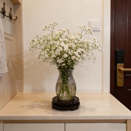 Wood Plant Stand Rotating,Vase Stand,Table Lamp Base,6.6 Inch Small Chinese Oriental Plant Stand,Bonsai Stand,Lamp Riser,Round Display Stand for Fishbowl Flower Pot Indoor