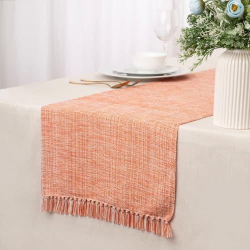 100% Cotton Table Runner - 72x13 Inch, Chambery Textured Table Runner, Durable & Elegant for Dining Table, Wedding, Restaurant, Oeko-TEX Certified - Burnt Orange - color: Burnt Orange