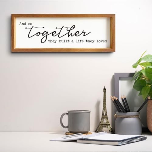 ENGVZ Wood Picture Frame Wall Decor Building A Shared Life Together Sign | 15.8 X 5.9 X 0.78 Inches, Rustic Wooden, Handwritten Text, Marriage Gift, Living Room Bedroom Display - color: Family 3