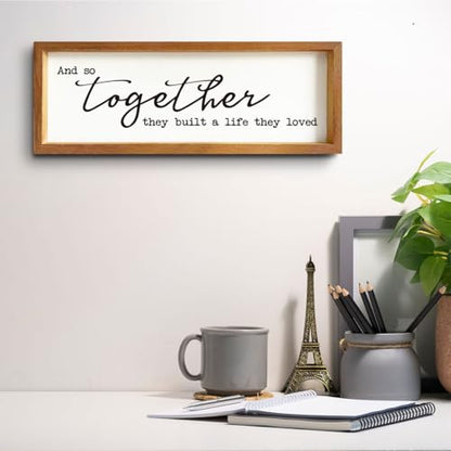 ENGVZ Wood Picture Frame Wall Decor Building A Shared Life Together Sign | 15.8 X 5.9 X 0.78 Inches, Rustic Wooden, Handwritten Text, Marriage Gift, Living Room Bedroom Display - color: Family 3