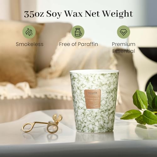 M&SENSE Extra Large Candle 35oz 150H SandalwoodJasmin Scented Candle,3 Wick Highly Scented Jar Candle, XL Candles Gift for Stress Relief, Meditation, Yoga - color: SandalwoodJasmin, size: Large