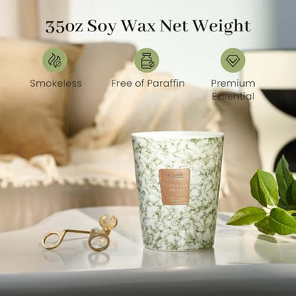 M&SENSE Extra Large Candle 35oz 150H SandalwoodJasmin Scented Candle,3 Wick Highly Scented Jar Candle, XL Candles Gift for Stress Relief, Meditation, Yoga - color: SandalwoodJasmin, size: Large