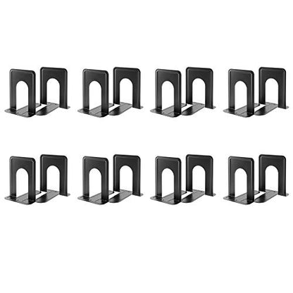 MaxGear Book Ends Universal Premium Bookends for Shelves, Non-Skid Bookend | Heavy Duty Metal Book Stopper for Books/Movies/CDs/Video Games, 6 x 4.6 x 6 in, Black,8 Pairs/16 Pieces, Large - size: Large - 8 Pairs
