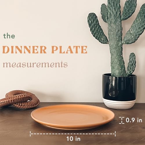 Mora Ceramic Artisan Matte Dinner Plates Set of 6, 10 inch Dish Set - Microwave, Oven, and Dishwasher Safe, Scratch Resistant, Modern Rustic Dinnerware- Kitchen Porcelain Serving Dishes - color: Artisan Matte