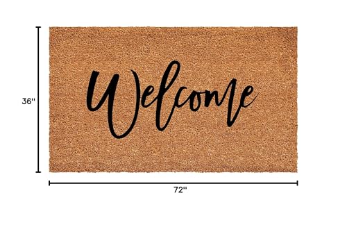 Calloway Mills Cursive Welcome Doormat, 36" x 72" - color: Black, size: 3' x 6' (Rectangular)