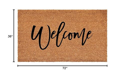 Calloway Mills Cursive Welcome Doormat, 36" x 72" - color: Black, size: 3' x 6' (Rectangular)