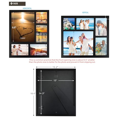8x10+4x4+6x4+2(4x6) Black Wood Collage Frame | Multi-size collage, wall mounting, wooden frame, for photos 8x10/4x4/6x4/4x6 - size: 8X10+4X4+6X4+2(4X6)