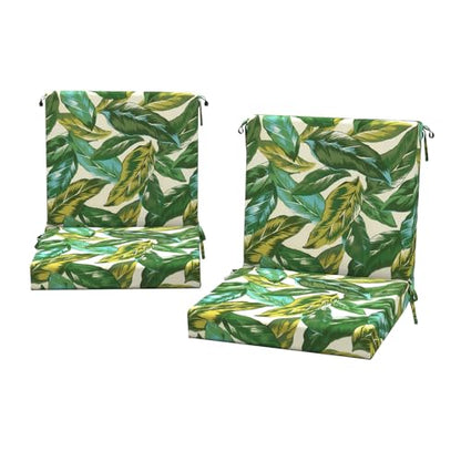 DYTXIII Outdoor Midback Chair Cushions Set of 2-20"x17" Water Repellent & Fade-Resistant Patio Seat Cushions with High-Resiliency Foam, Non-Slip Ties for Dining, Balcony Furniture-Lush Leaf Jungle - color: Lush Leaf Jungle