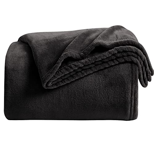 KMUSET Fleece Blanket Grey Queen Size Lightweight Cozy Plush Microfiber Solid Blanket Factory Shop - color: Black, size: King(108"x90")