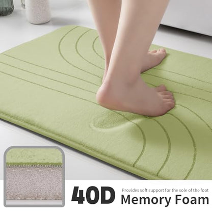 Green Bathroom Rug Set 3 Pieces, Soft Non Slip Memory Foam Bath Mats, Extra Thick, Machine Washable - color: Green-2, size: 3 pieces