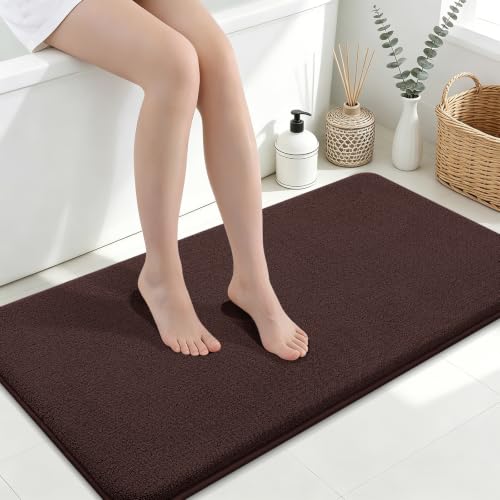 Smiry Memory Foam Bath Mat 44x24, Extra Soft Absorbent Bathroom Rugs | Brown Quick Dry, Machine Washable Bath Mats for Bathroom, Shower, Tub and Home Decor Accessories - color: Brown, size: 44'' X 24''