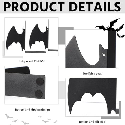 Metal Bat Bookends Set of 2 Styles Gothic Book Ends for Shelves Bookshelf Home Office Desk Bookshelf Decor Gift for Lovers and Reading Enthusiasts - style: Bat
