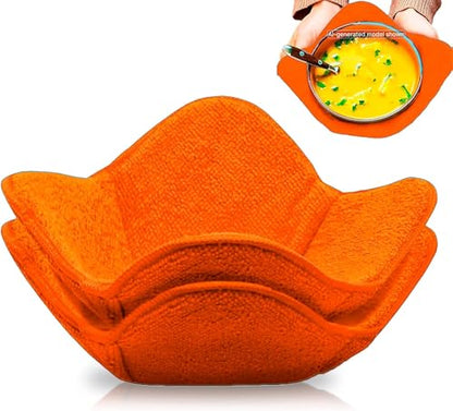 Set 2X Orange 7" sq. x 4" H Microwave Polyester Bowl Cloth Hot Pads Pot - Good Kitchen Accessories Bowl Holder to Protect Hands from Hot Dishes and Heating Soup - Microwave Bowls That Don't Get Hot - color: Color 9