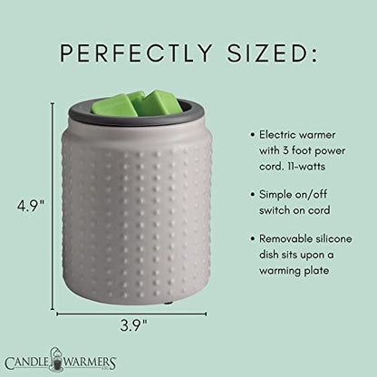 CANDLE WARMERS ETC. Wax Melt Fragrance Warmer for Scented Wax Melts, Cubes, Tarts with Silicone Dish Top|Gray Hobnail Dot Ceramic - style: Gray Hobnail