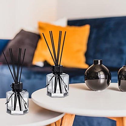 Huquary 12 Set 120 ml 4 Ounce Reed Diffuser Bottle Empty Glass Jars | Empty Diffuser Bottle with Caps, Black Rattan Stick Set,Fragrance Accessories, DIY Replacement Rattan Aromatherapy