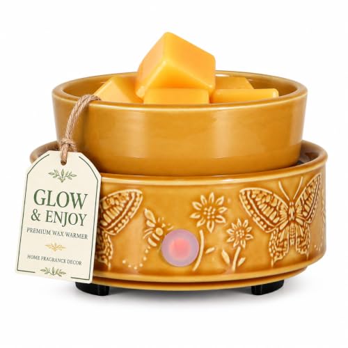 3-in-1 Wax Melt Warmer for Scented Wax, Butterfly Ceramic Wax Warmer | Fragrances Candle Oils, Home Fragrance Burner,Electric Candle Warmer for Mom Women(Yellow) - color: Yellow Butterfly