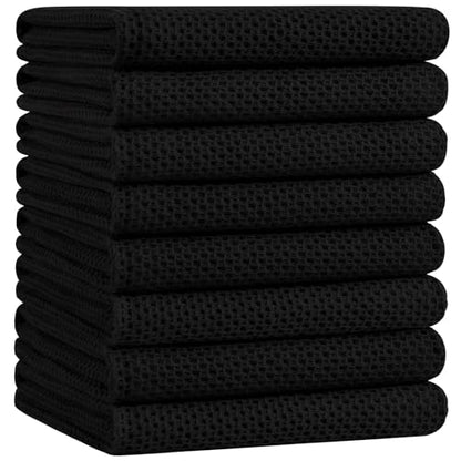 Homaxy 100% Cotton Oversized Waffle Weave Kitchen Towels 8-Pack, Black | 20 x 28 Inches, Ultra Soft Absorbent Dish Towels, Quick Drying Large Cleaning Towels - color: Black, size: 20 X 28 - 8 Pack
