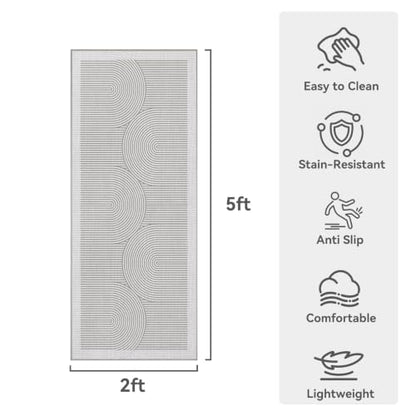 Hallway Kitchen Runner Rug Non-Slip Low Pile Washable Rug Gray 2x5 ft | Soft Entryr Mat Carpet TPR Backing , Thin Profile, Abstract Pattern for Bedroom, Bathroom, Entryway Long Runners, Easy Clean - color: Grey, size: 2' x 5'