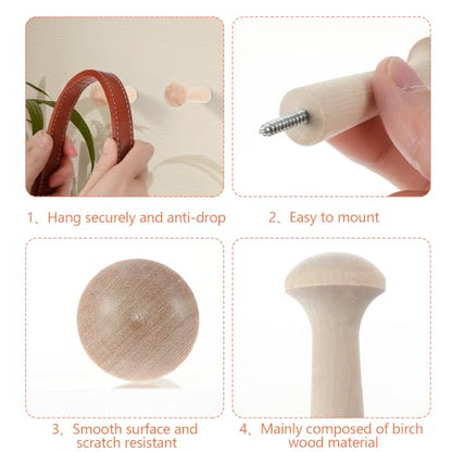 12 Pcs Wood Pegs,3.68 Inch Unfinished Wooden Pegs for Hanging,Wood Peg Hooks for Crafts, Hangings Clothes Hats Keys Bags Towel, DIY Paint Color, Screw-on