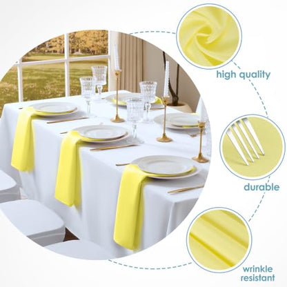 VidaFete Yellow Cloth Napkin, 17 x 17 Inch Polyester Napkins Set of 12 | Polyester Napkins Cloth Reusable & Wrinkle-Resistant Dinner Napkins for Weddings, Banquets, Parties, Hotels and Restaurants - color: Yellow, size: 17" x 17" (Set of 12)
