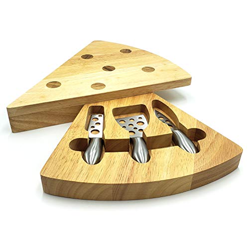 Rubber Wood Cheese Board Set - Charcuterie Platter with Cutlery Set - Perfect for Birthday, Housewarming & Wedding Gifts, Can Be Used in Sets Forming a Center Piece