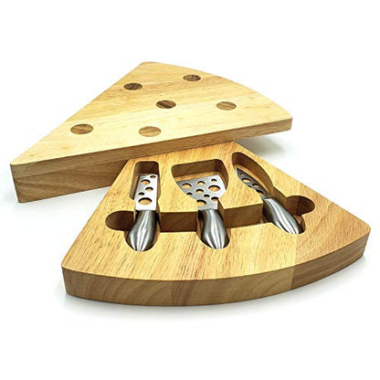 Rubber Wood Cheese Board Set - Charcuterie Platter with Cutlery Set - Perfect for Birthday, Housewarming & Wedding Gifts, Can Be Used in Sets Forming a Center Piece