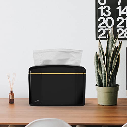 Countertop Multifold Hand Paper Towel Dispenser by Oasis Creations, Single Sheet Dispensing – Glossy Black - color: Black