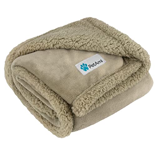 PetAmi Dog Blanket Small Medium Pet Cat Puppy Kitten, 40x29, Solid Taupe | 460 GSM, Soft Sherpa Fleece Throw, Reversible Plush Couch Cover Protector Crate Carrier Sofa Bed Car Seat, Machine Washable - color: Taupe/Taupe Sherpa, size: Medium - 29 X 40 Inch