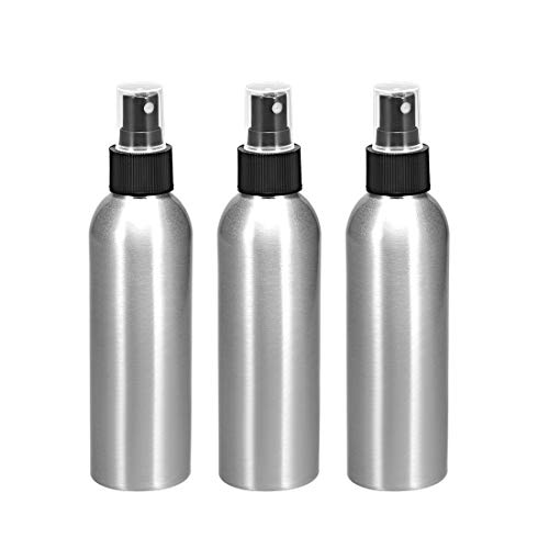 uxcell 3pcs 5oz/150ml Aluminium Spray Bottle with Black Fine Mist Sprayer, Empty Refillable Container Travel Bottle for Kitchen Bathroom or Plants Water Sprayer - color: Black, size: 5 Ounces