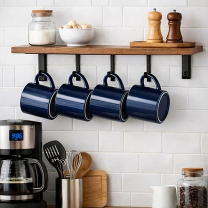 GBhome 14 OZ Coffee Mugs Set of 6, Stackable Navy Blue Coffee Cups Set | Modern Ceramic Coffee Mugs for Men,Women, Cappuccino/Espresso. Dishwasher&Microwave Safe - color: Navy