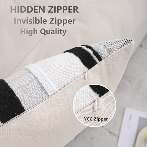 Boho Throw Pillow Cover Lumbar Pillow Cover 14x36 Black White | 1 Piece,Durable Fabric,Stripe Pillow Cover,Farmhouse Cushion Case,Chenille Pillow Case,Neutral Pillowcase for Sofa Couch Bed - color: Black Stripe1, size: 36" x 14" (Pack of 1)