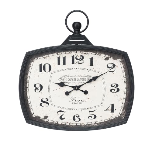 Retro Rectangle Wall Clock, Battery Operated Silent Black Farmhouse Wall Clocks, Antique Old Design Style, Wall Clocks for Living Room,Kitchen,Bedroom,Office (17" H x 15" W) - color: Black-15"×17"