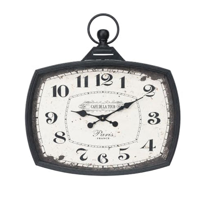 Retro Rectangle Wall Clock, Battery Operated Silent Black Farmhouse Wall Clocks, Antique Old Design Style, Wall Clocks for Living Room,Kitchen,Bedroom,Office (17" H x 15" W) - color: Black-15"×17"