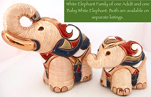 De Rosa Handmade/Painted Sculpted Ceramic White Elephant Figurine Family Collection F131