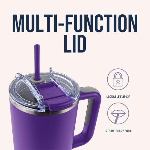 Hogg Big Swig 40oz Tumbler with Handle and Straw - Purple, 40 oz Tumbler, Insulated Cup with Handle, 40oz Water Bottle with Straw, Thermal Cups, Leak Proof Lid, Travel Mugs, Stainless Steel - color: Purple