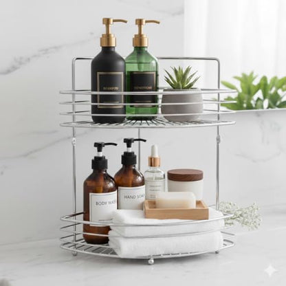 2-Tier Standing Shower Caddy, Stainless Steel Freestanding & Wall-Mounted, Chrome - style: TRIANGLE 2-LAYER