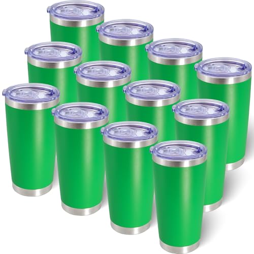 20oz Tumbler with Lid Stainless Steel Tumblers Insulated Mug Green 12P - color: Green