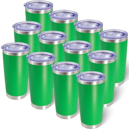 20oz Tumbler with Lid Stainless Steel Tumblers Insulated Mug Green 12P - color: Green