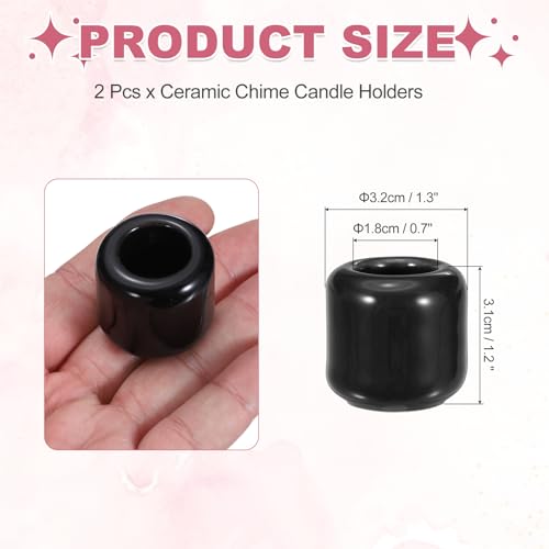 uxcell 2 Pcs Ceramic Chime Candle Holders, Small Ceramic Candle Holders for Birthday Parties Dinners Weddings Table Centerpiece Gatherings Anniversaries Occasions, Black - color: Black
