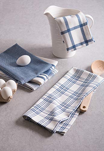 DII Assorted Woven, Kitchen Dishtowel Set, 18x28, Stone Blue, 5 Piece - color: Stone Blue