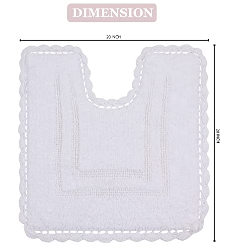 Home Weavers Casual Elegance Reversible Bathmat 100% Cotton Bathroom Rugs Set, Washable Rug, Extra Soft and Absorbent Bath Rug, Kitchen Mat, Bath Mat Set, Non Slip Mat, 20"x20" Contour, White - color: White, size: 1'8" x 1'8" (Contour)