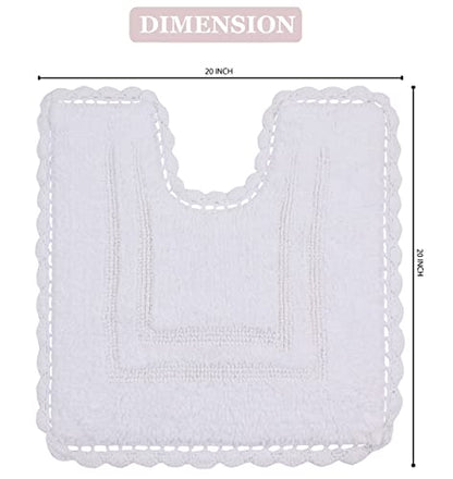 Home Weavers Casual Elegance Reversible Bathmat 100% Cotton Bathroom Rugs Set, Washable Rug, Extra Soft and Absorbent Bath Rug, Kitchen Mat, Bath Mat Set, Non Slip Mat, 20"x20" Contour, White - color: White, size: 1'8" x 1'8" (Contour)