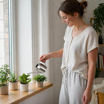 IMEEA Small Watering Can for Indoor Plants, Stainless Steel with Long Spout, 15oz/450ml – Perfect for Desk, Windowsill & Bonsai - color: 15oz (Silver)