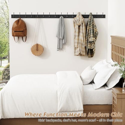 Forbena Black Coat Rack Wall Mount, Coat Hooks Wall Mounted for Entryway Closet Bedroom Bathroom Office, Antique Coat Hanger for Hanging Hats, Towels, Purses, Bags, Clothes, Backpack (Black) - color: Metal Black Hooks and Black