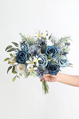 Serra Flora Fake Plant Filler Artificial Greenery Stems Combo Box Set 42pcs with 8 Kinds of Faux Greenery Picks for DIY Bridal Bouquets Wedding Floral Arrangement Table Centerpieces - color: Dusty Blue