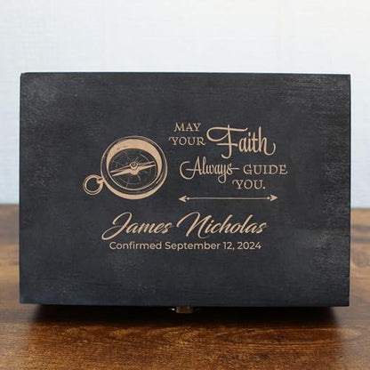 Personalized Memory Box for Keepsakes Baptism Gifts First Communion Christening Wooden Gift Box - Storage Box for Girls, Boys Custom Engraved Keepsake Boxes for Jewelry Memento Photos Storage - style: 2. Baptism Designs