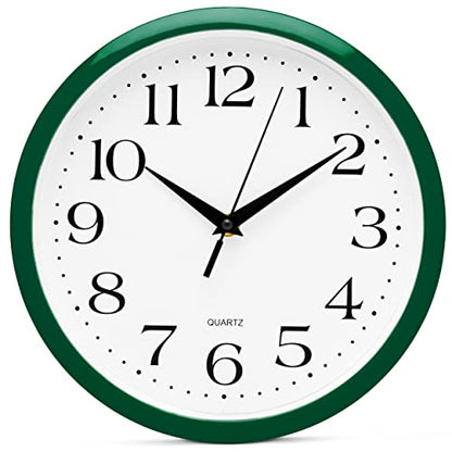 Bernhard Products Hunter Green Wall Clock Silent Non Ticking - 10 Inch Quality Quartz Battery Operated Round Easy to Read Home/Kitchen/Office/Classroom/School Clock - color: Hunter Green, size: 10 Inch